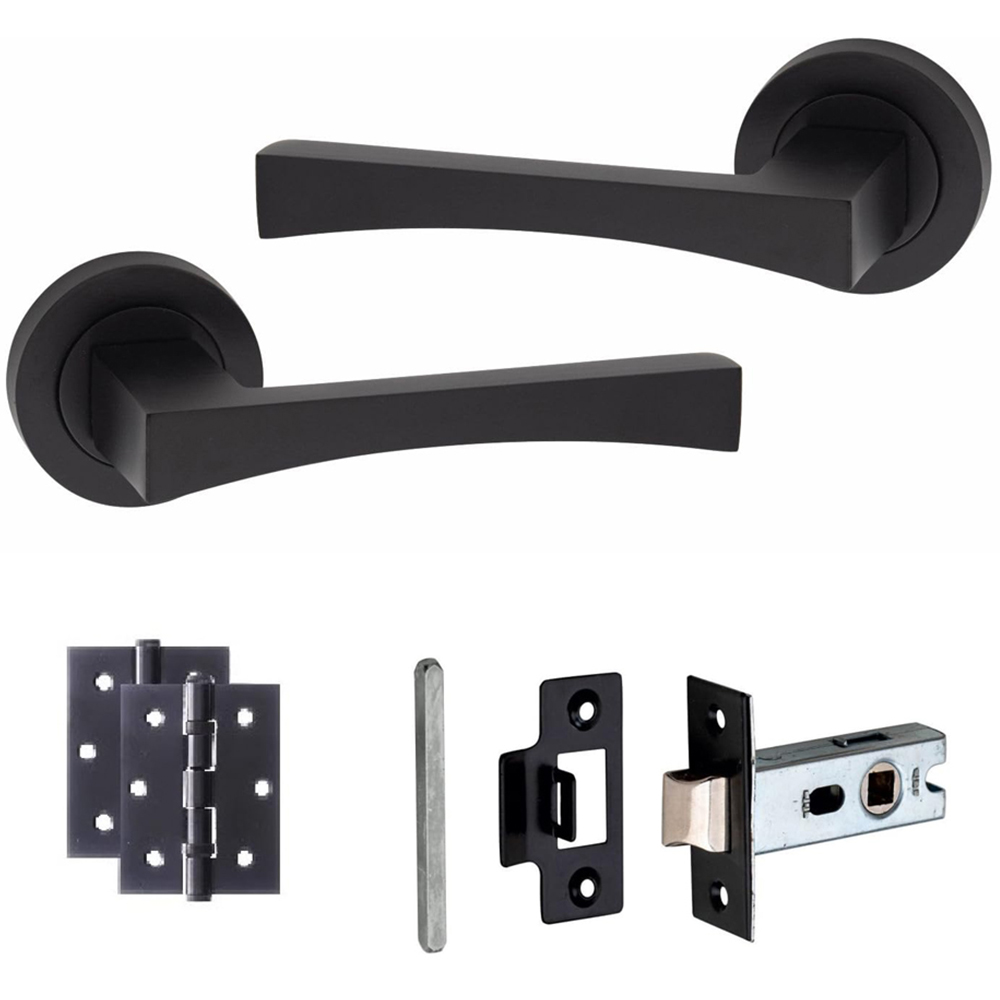 Golden Grace Matt Black Wave Latch Handles Set 52mm 5 Pack Image 2