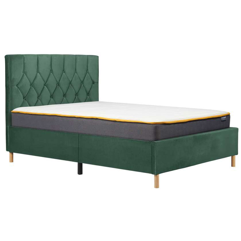 Loxley Small Double Green Fabric Bed Image 3