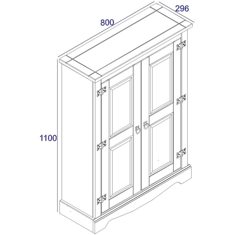 Corona 2 Door Grey Washed Wax Finish Cupboard Image 8
