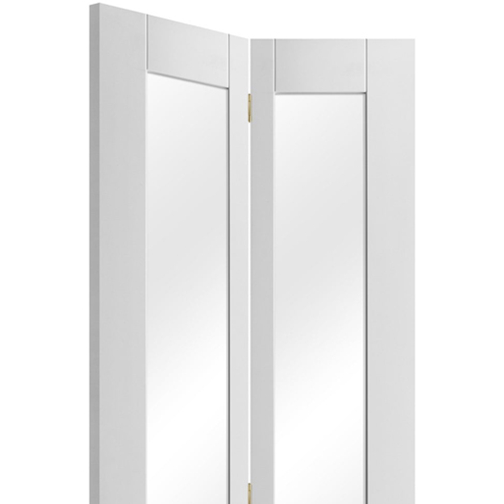 White Primed Pattern 10 2 Light Clear Glass Bi-Fold Internal Door 1981 x 686 x 35mm Image 2