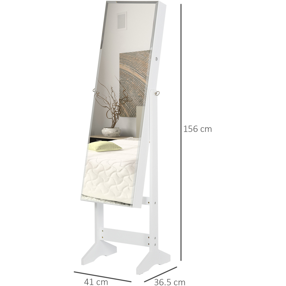 Portland White Lockable Mirror Jewellery Adjustable Armoire Image 9