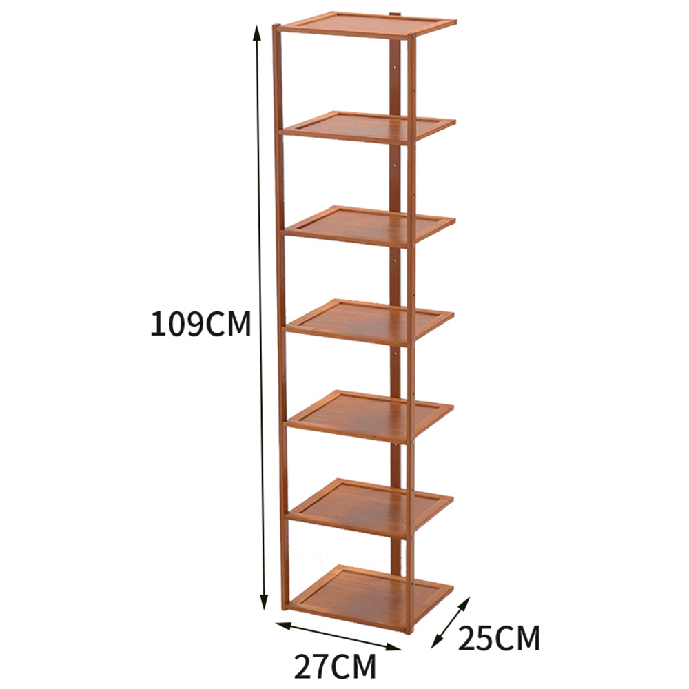 Living and Home 7 Tiers Entryway and Hallway Burlywood Bamboo Shoe Rack Image 8