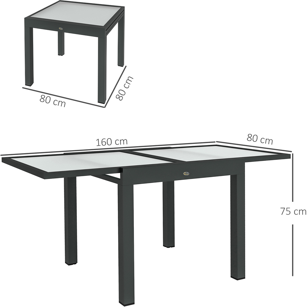 Outsunny 80 to 160cm Extendable Garden Dining Table Clear Image 9