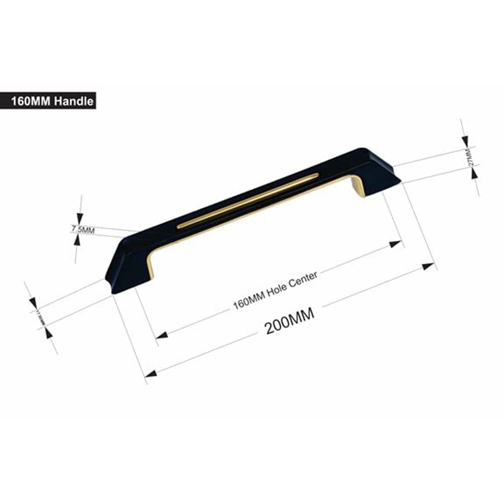 Golden Grace Black and Gold Kappa Cabinet Pull Handle Set 160mm Image 2