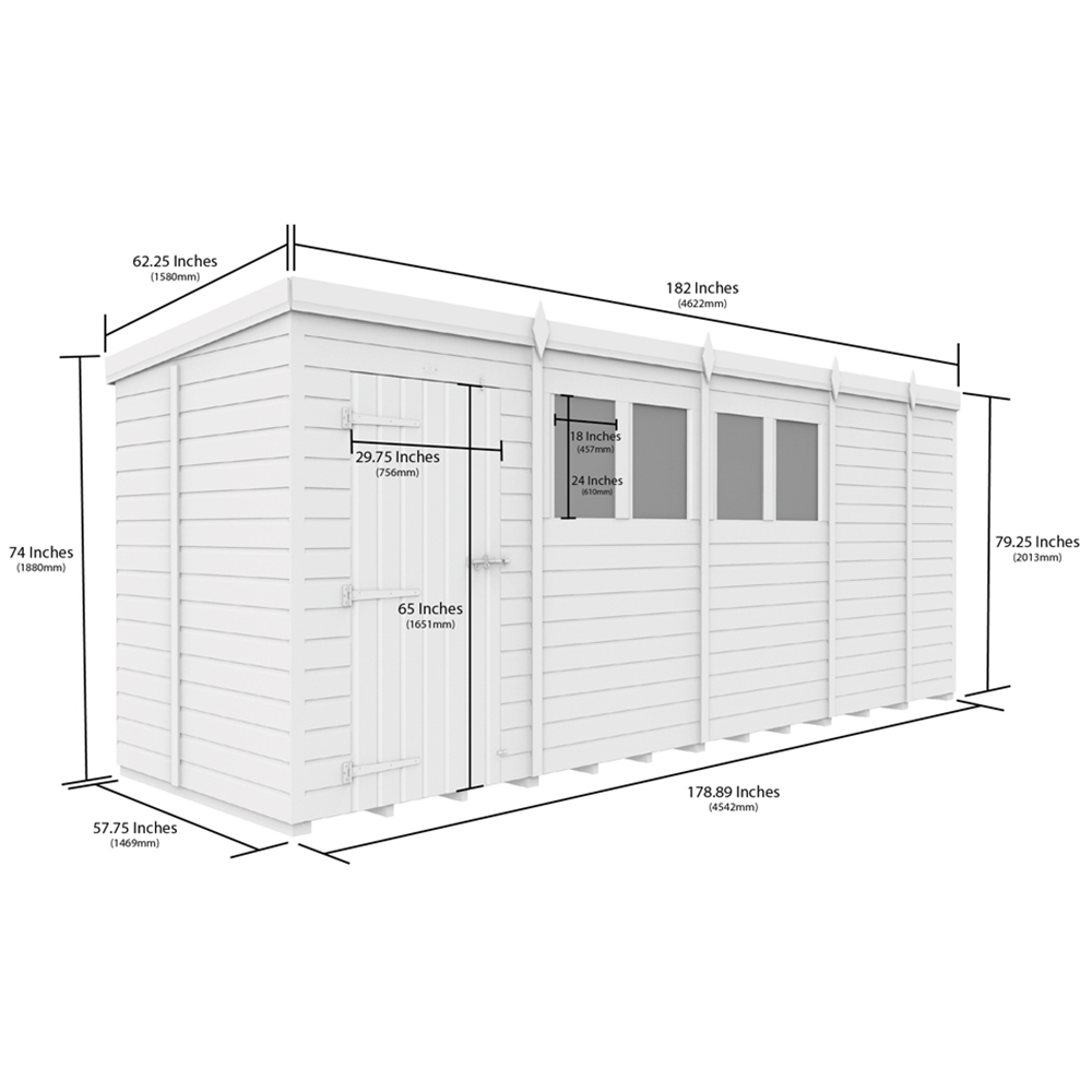 DIY Sheds 17 x 5ft Tongue and Groove Timber Pent Security Garden Shed Image 9