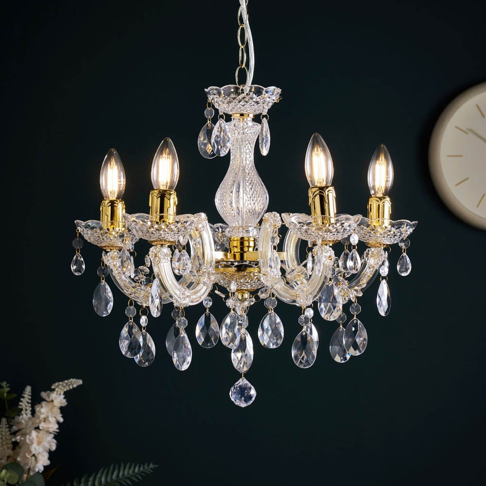 Inlight Marie Therese 5 Light Brass Chandelier Image 4