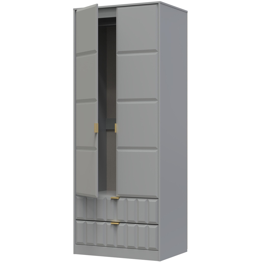 Crowndale Cube 2 Door 2 Drawer Dusk Grey Wardrobe Ready Assembled Image 6