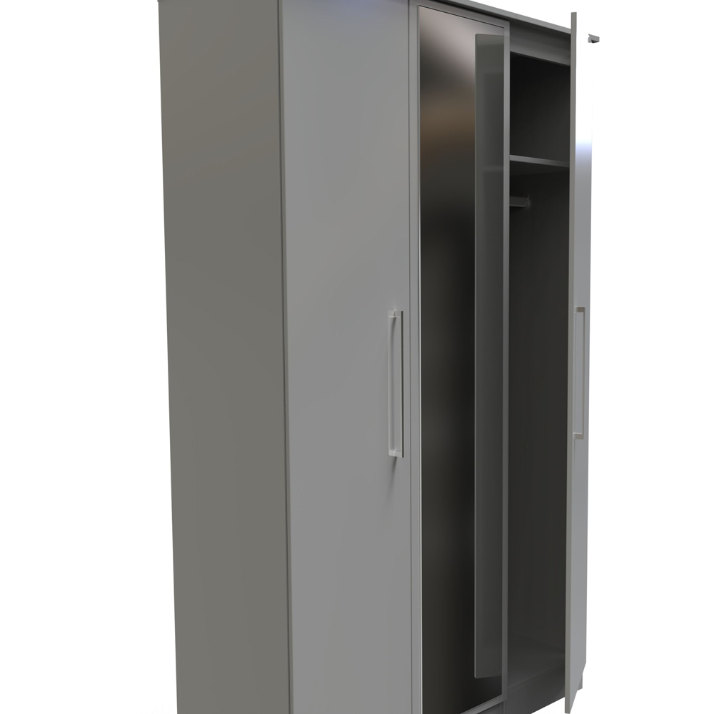 Crowndale Worcester 3 Door Uniform Grey and Dusk Grey Mirrored Wardrobe Ready Assembled Image 5