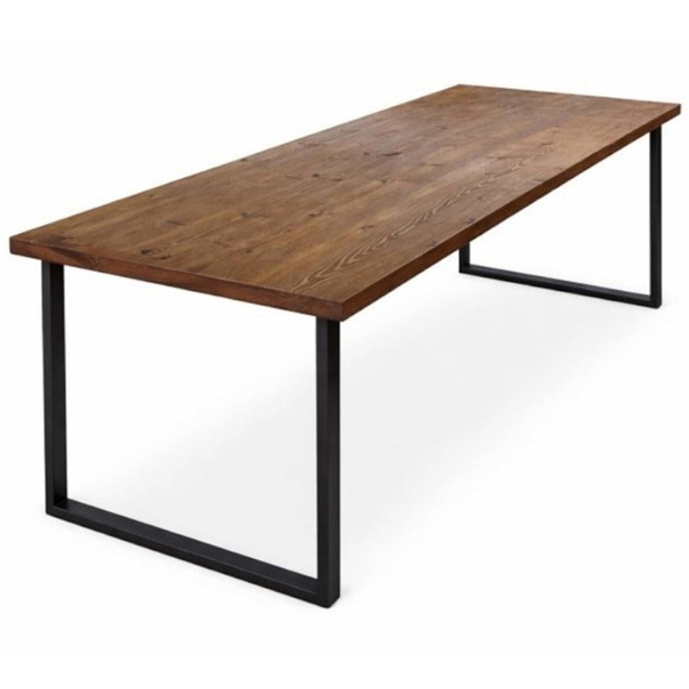 Homebase Dark Oak Brown 6 Seater Sleek and Slender Rustic Dining Table 90 x 160cm Image 2