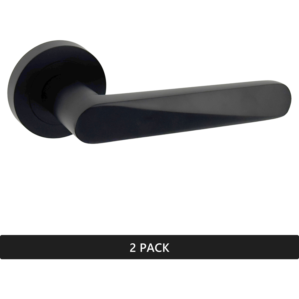 AXS Hardware Detroit Black Door Handles on Rose 2 Pack Image 5