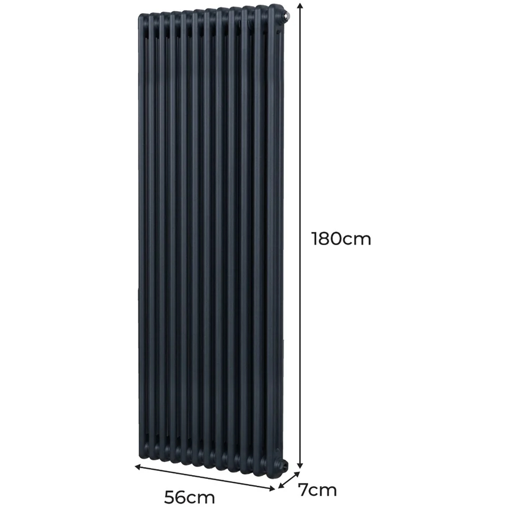 Monster Shop 6360 BTU Anthracite Grey Traditional 2 Column Radiator 1800 x 562mm Image 6