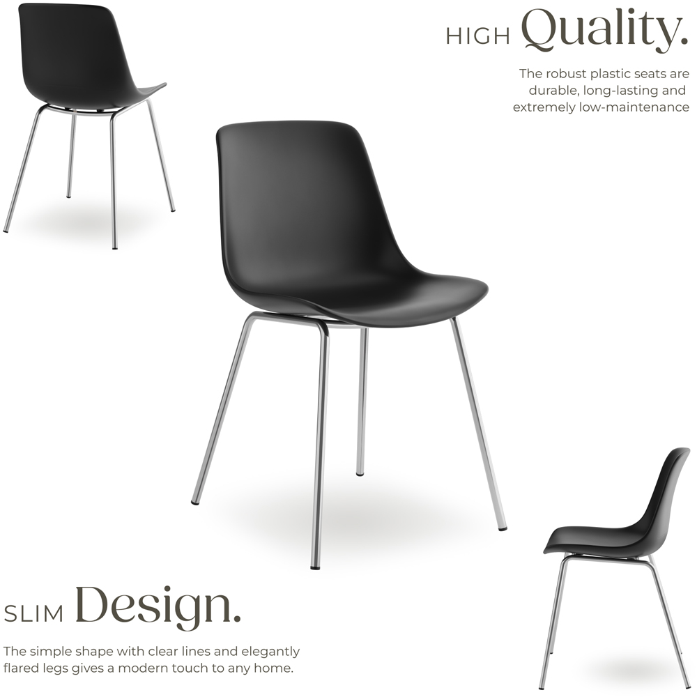 tectake Mave Set of 4 Black and Chrome Dining Chair Image 3