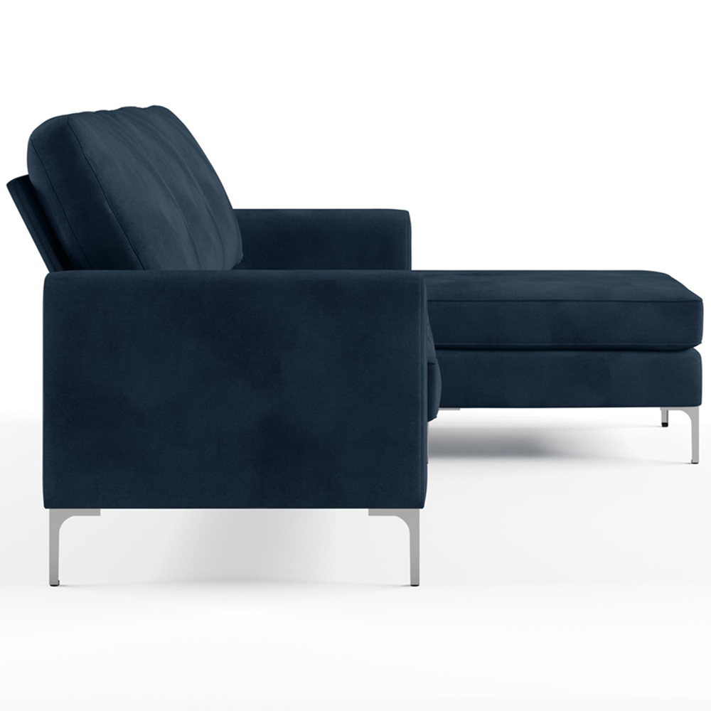 Novogratz Chapman 3 Seater Blue Velvet Sectional Sofa Image 4