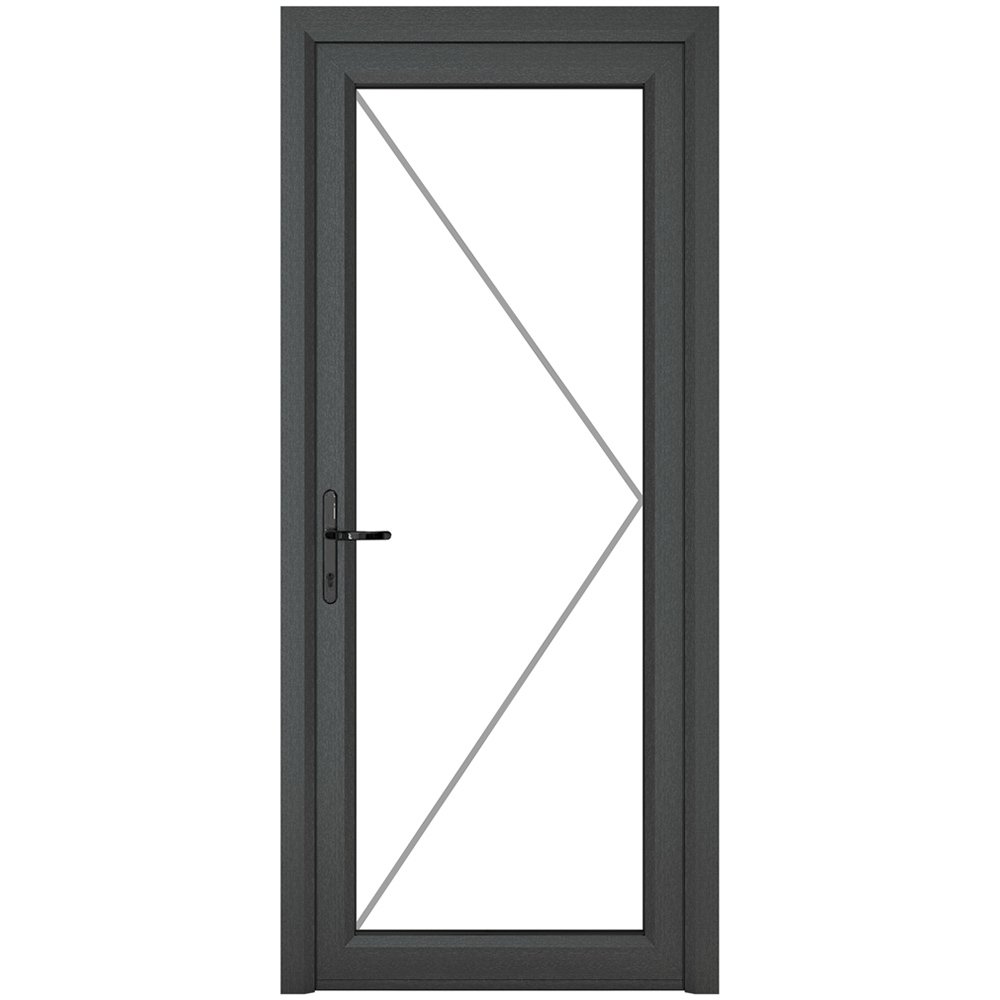 Crystal uPVC Triple Glazed Door Full Glass Right hand Grey White Clear Glass 920x2090mm Image 2