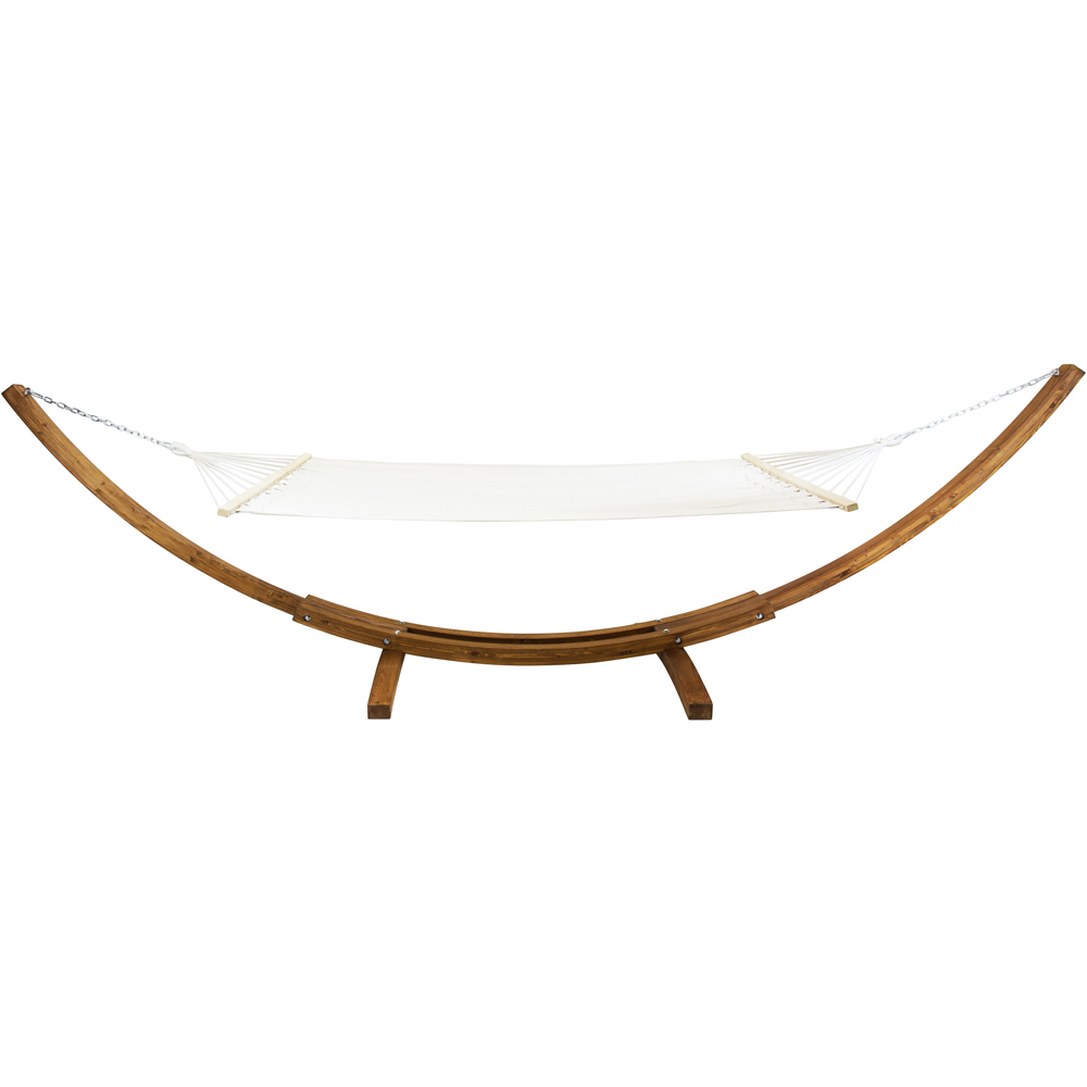 Charles Bentley Cream Canvas Extra Large Hammock with Wooden Arc Stand Image 2