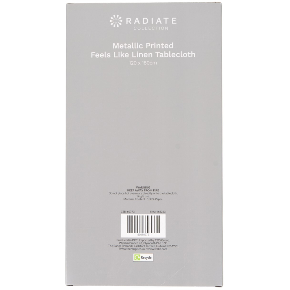 Metallic Printed Feels Like Linen TableclothWhite Image 5