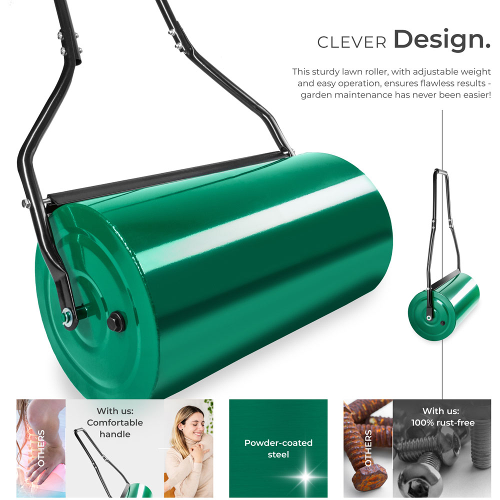 tectake Green Lawn Roller with Padded Handle 60cm Image 3