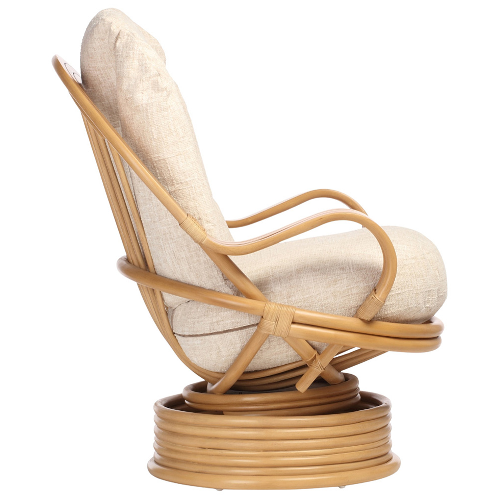 Desser Furniture Centurion Natural Rattan and Cotton Cream Rocking Swivel Chair Image 4