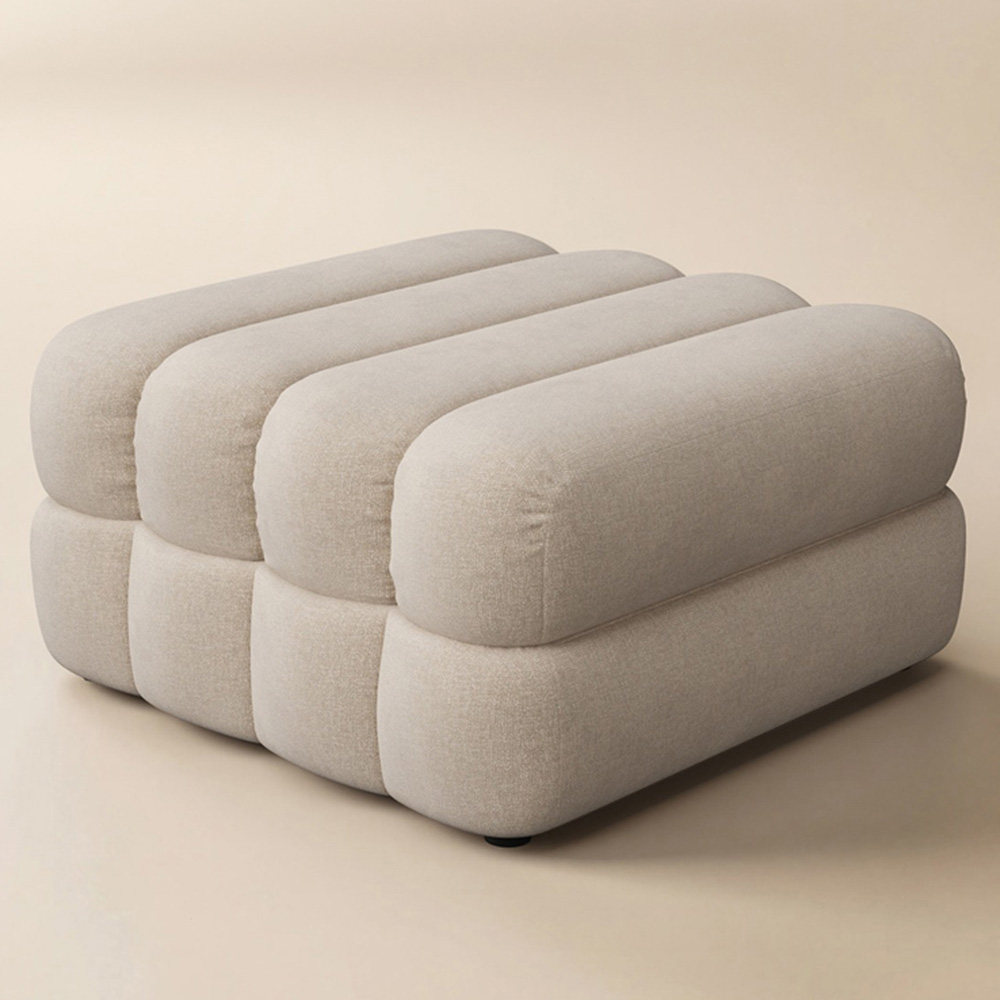 SOLACE+CO Halle Beige 2 Seater Loveseat Sofa with Storage Footstool Image 3