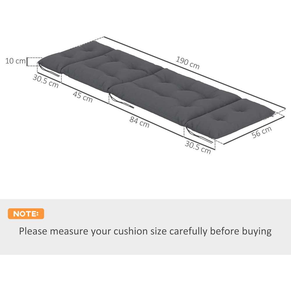 Outsunny Dark Grey Sun Lounger Cushion 2 Pack 190 x 56cm Image 7