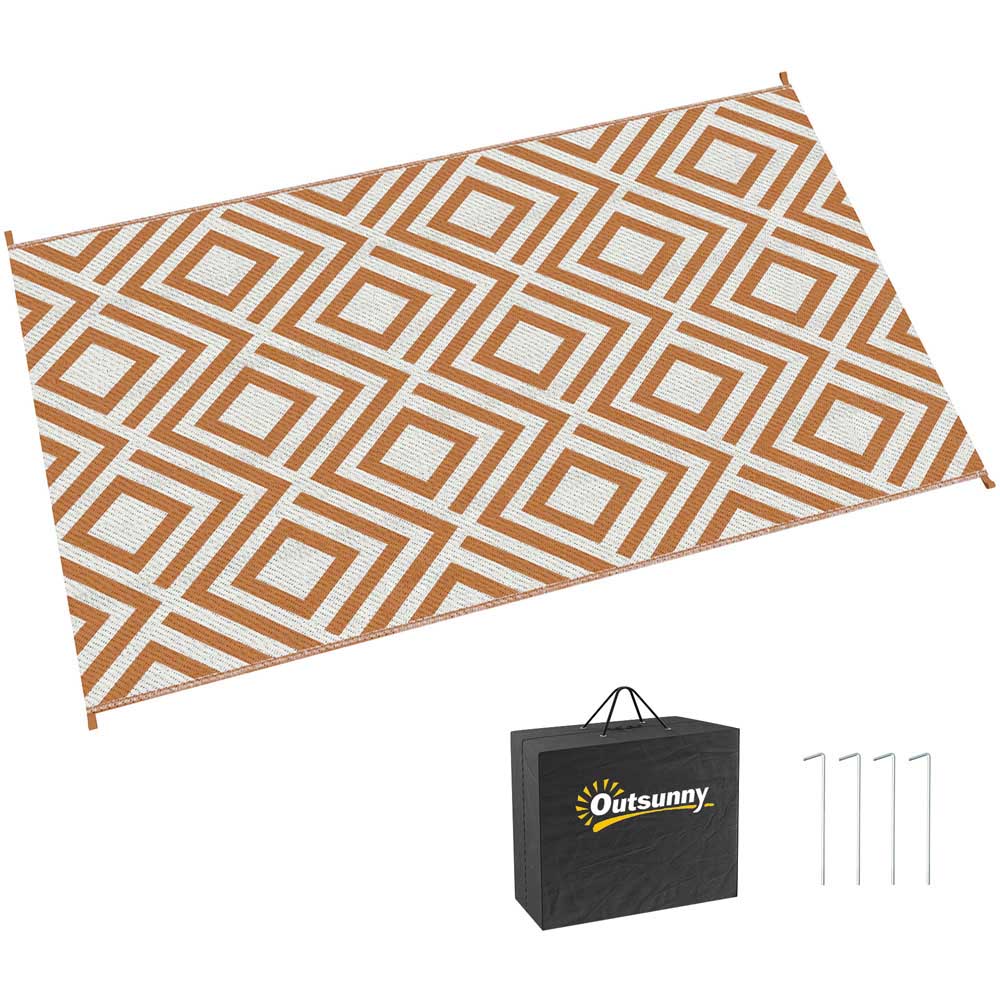 Outsunny Reversible Outdoor Rug Brown Image 3