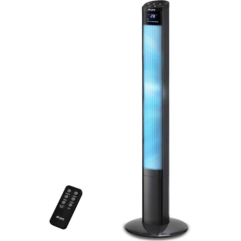 Air Pro Black Oscillating Bladeless Tower Fan with Remote 48 inch Image 2