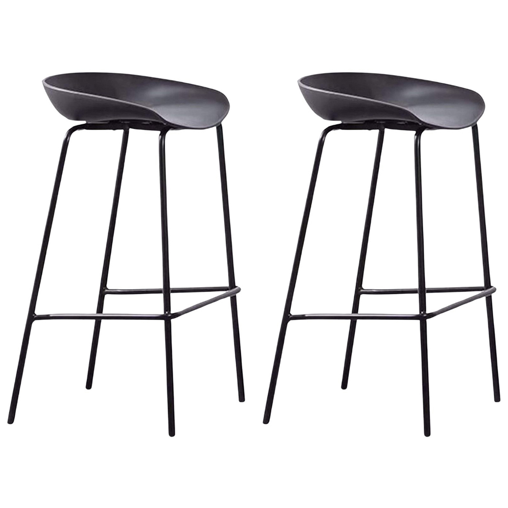 Home Source Jacob Dark Grey Bar Stool Set of 2 Image 2