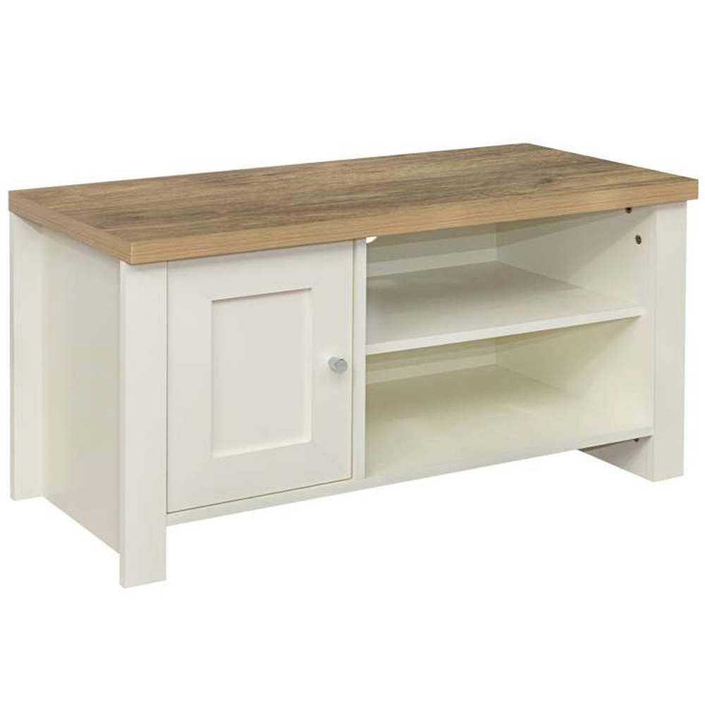 Highgate Single Door 2 Shelf Cream Oak Small TV Unit Image 2