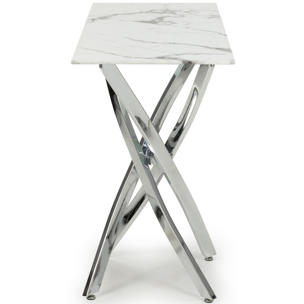 wilko Monaco Chrome and White Marble Glass Console Table Image 4