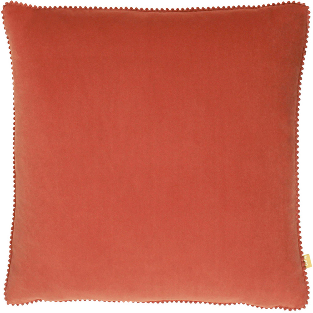 furn. Cosmo Brick Square Velvet Pom-Pom Cushion Image 1