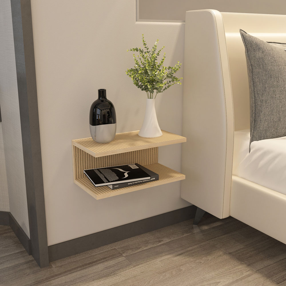 Decorotika Ramira 2 Shelf Hazeran Floating Bedside Table Image 4