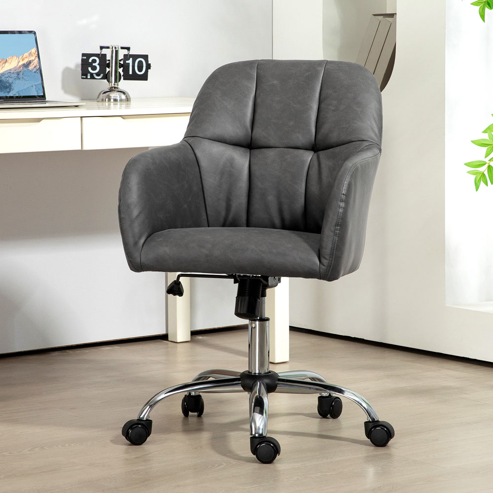 Portland Grey PU Leather Swivel Office Chair Image 4