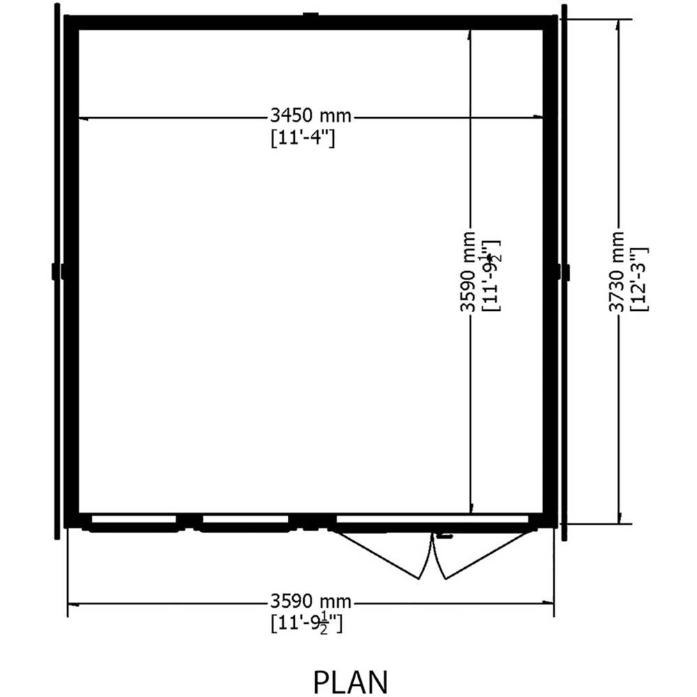 Shire 12 x 12ft Double Door Superlap Apex Garden Studio Image 8