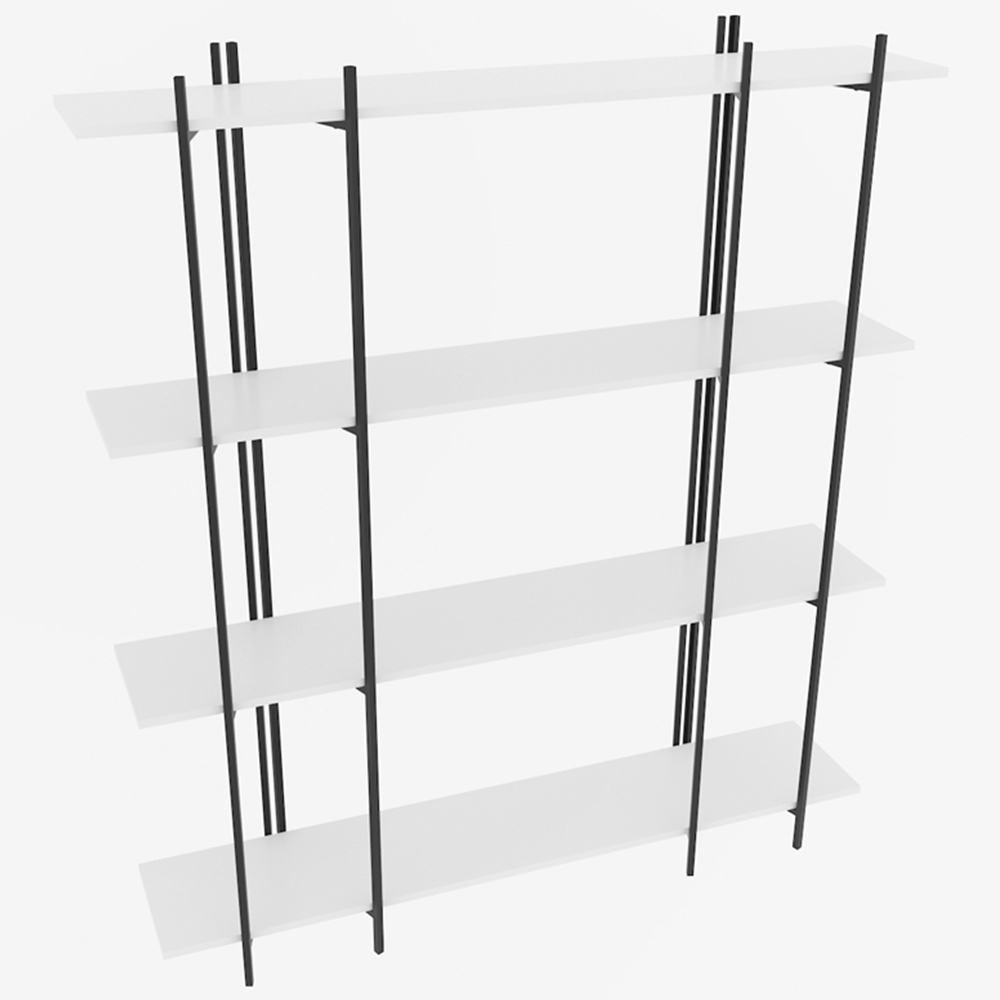 Decorotika Moss 4 Shelf White and Black Bookcase Image 2