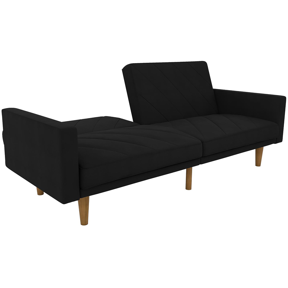 Dorel Paxson 3 Seater Linen Black Sofa Bed with Wooden Feet Image 4