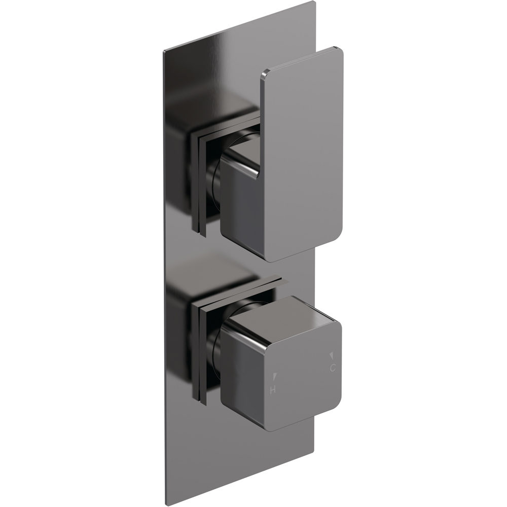 nuie Windon Brushed Pewter Twin Thermostatic Valve with Diverter Image 1