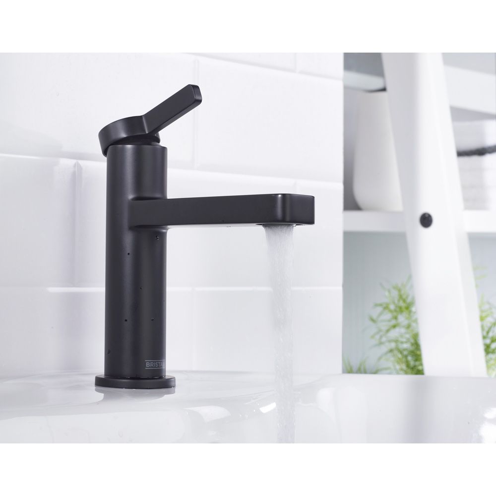 Bristan Elevar Matt Black Mono Basin Mixer with Clicker Waste Image 4