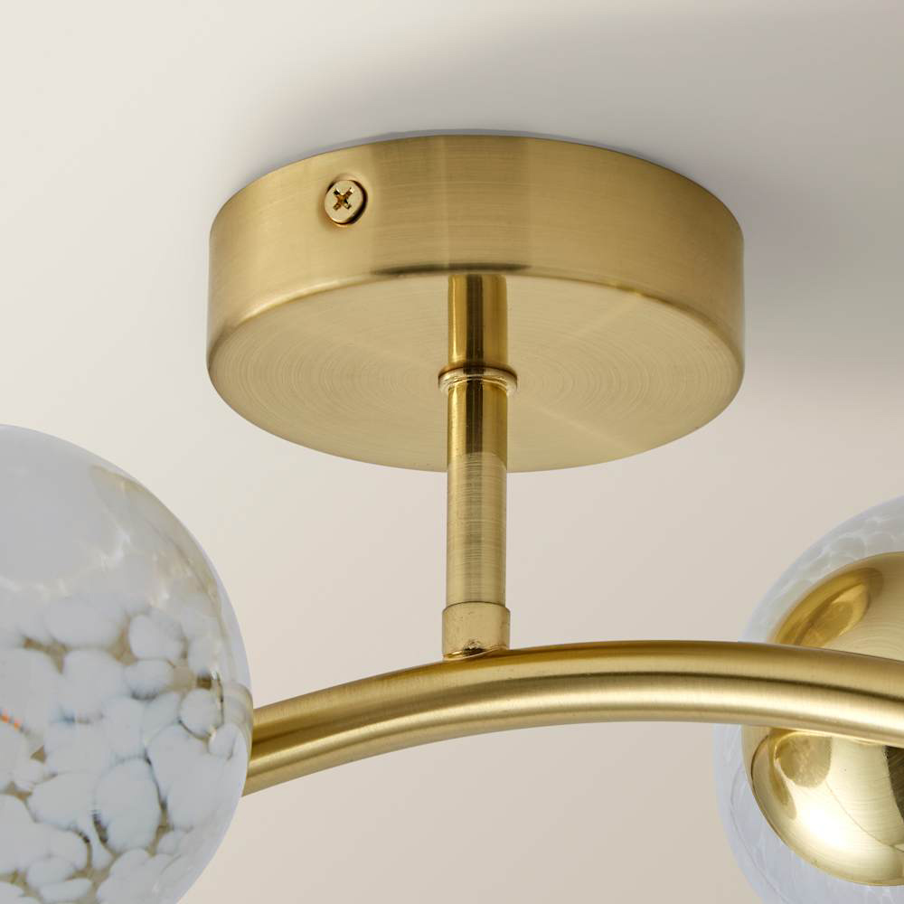 ValueLights Jas White Confetti Glass Globe Shade Gold 4 Way LED Ceiling Light with Bulb Image 6