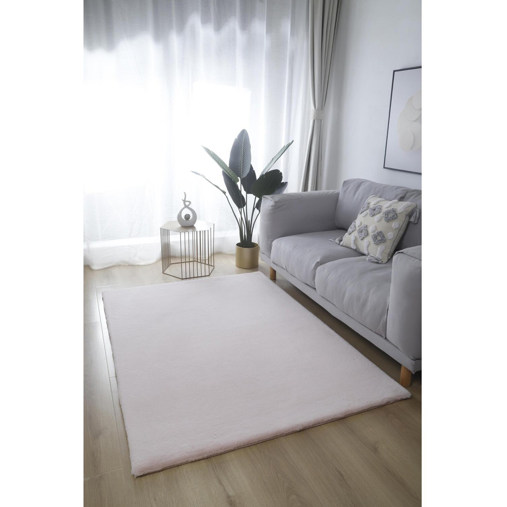 Petal Pink Lux Faux Rabbit Fur Rug Image 2