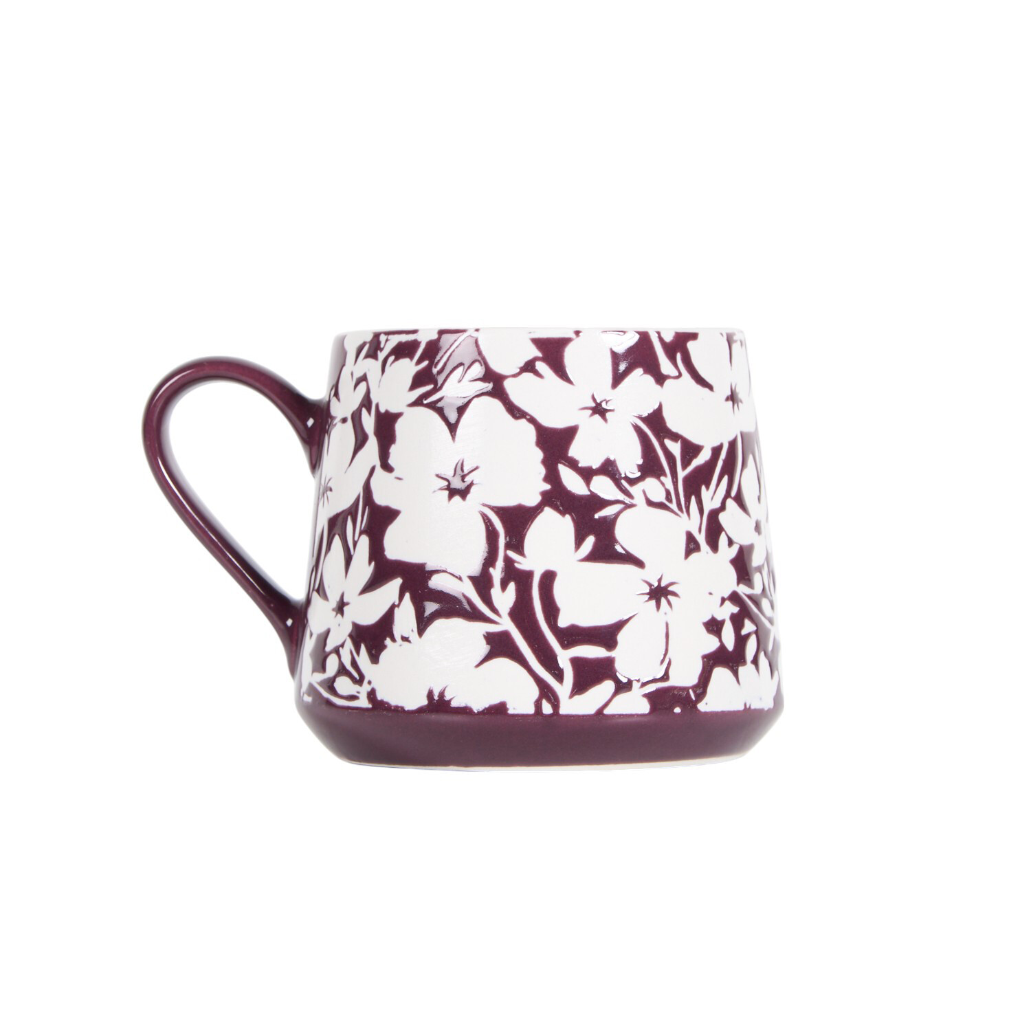Floral Stoneware Mug 400ml Purple Image 1