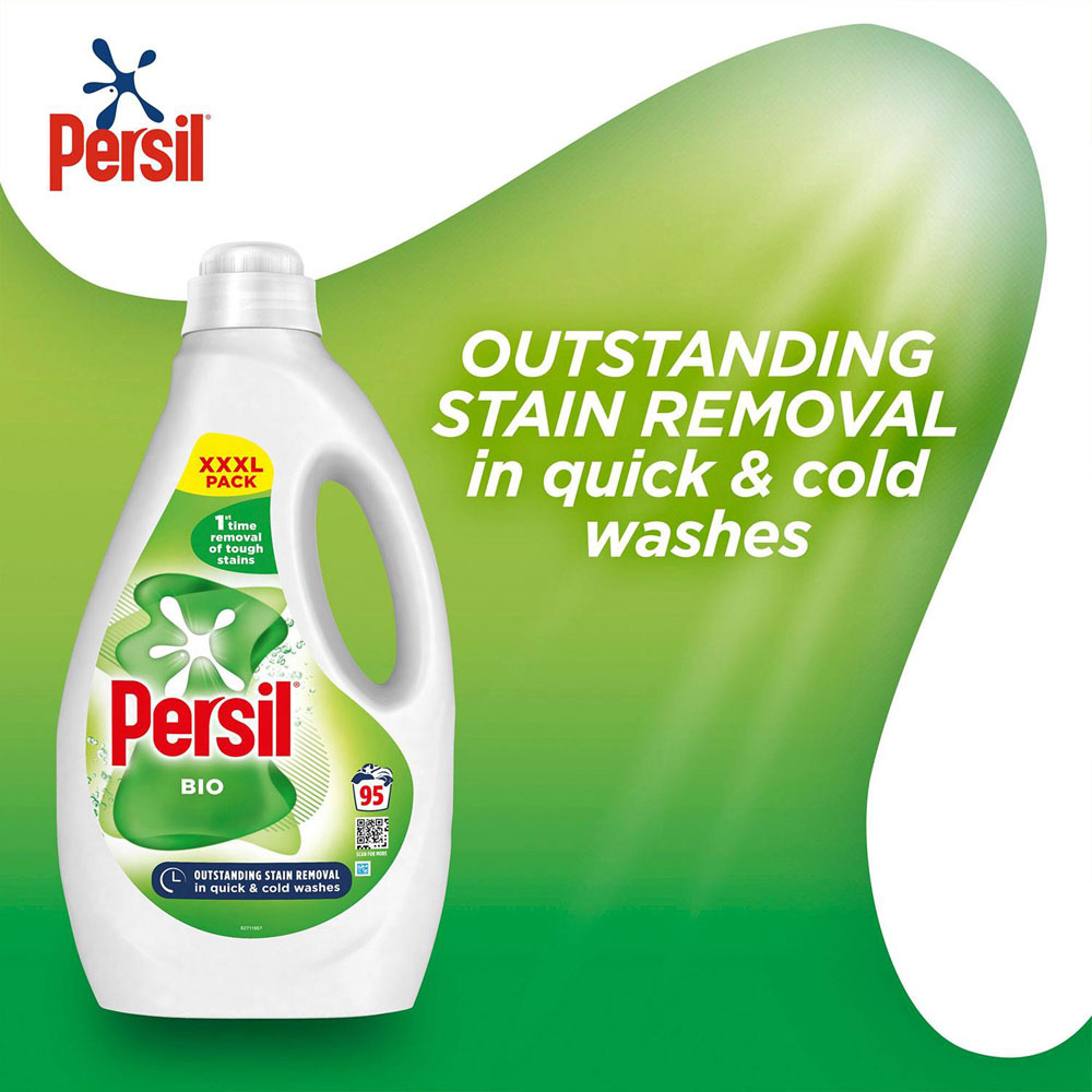 Persil Bio Liquid Detergent XXXL 95 Washes 2.565 Litre 4 Pack Image 5
