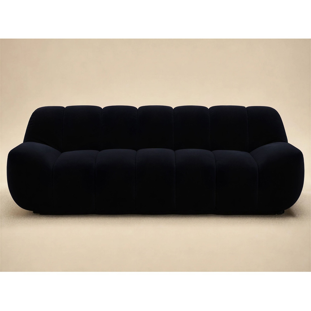 SOLACE+CO Macy Black Velvet Large 3 Seater Sofa Image 2
