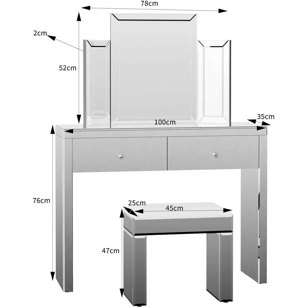 Comfy Living 2 Drawer Dressing Table Set with Mirror Image 8