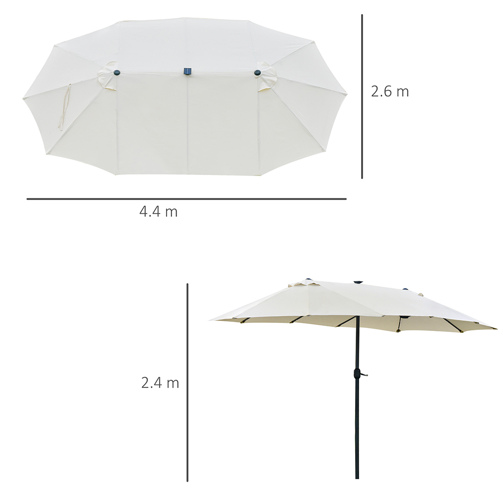 Outsunny 4.4m Sun Umbrella Cream White Image 5