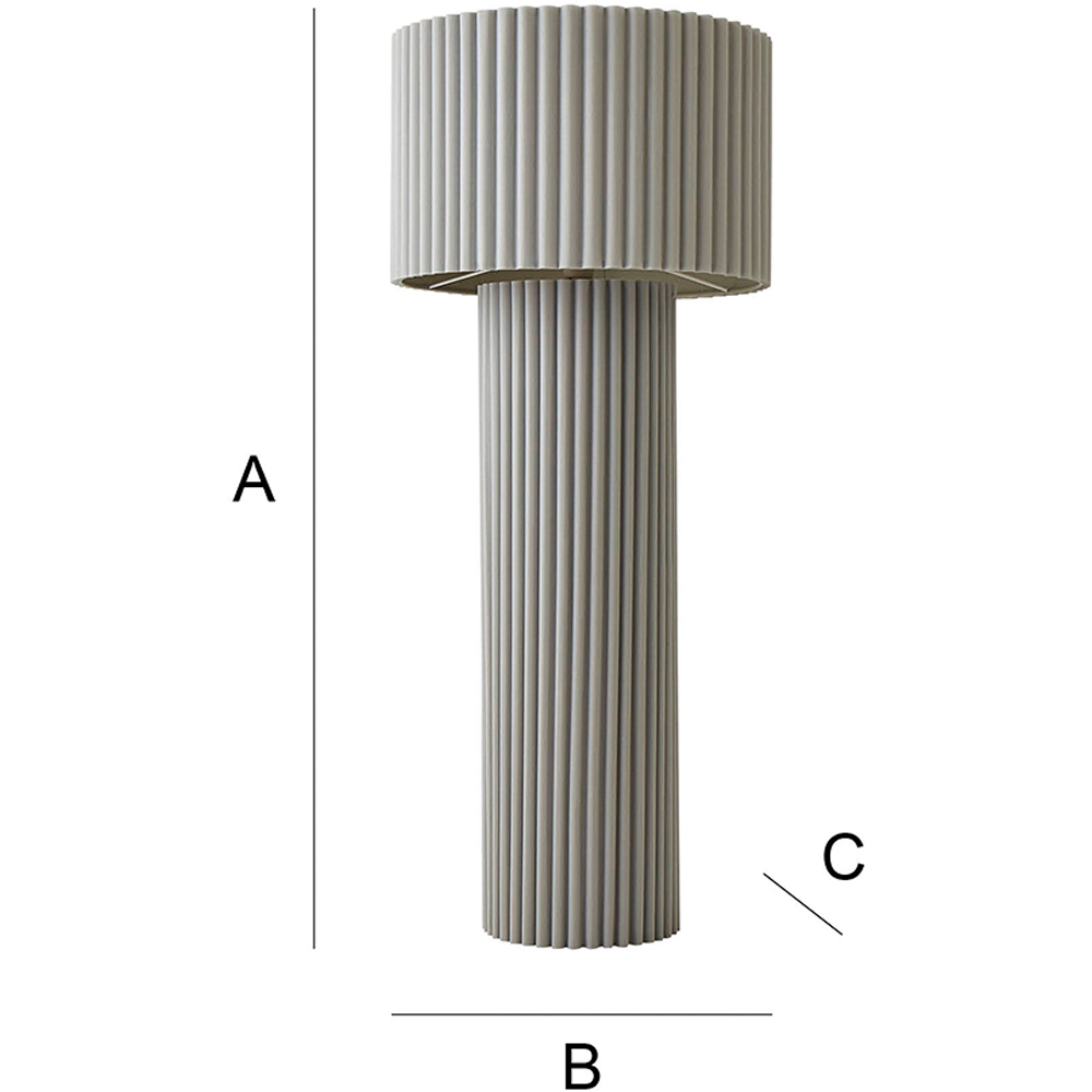 ValueLights Lenny Stone Grey Drum Lamp Shade Ribbed Fabric Midi LED Floor Lamp Image 8