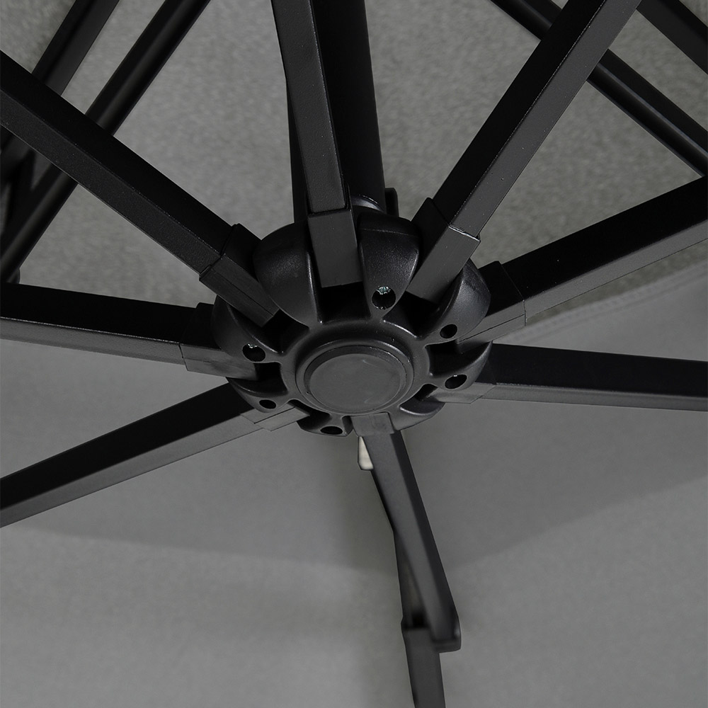 Living and Home Dark Grey 2 Tier Solar Light Cantilever Parasol 3m Image 5