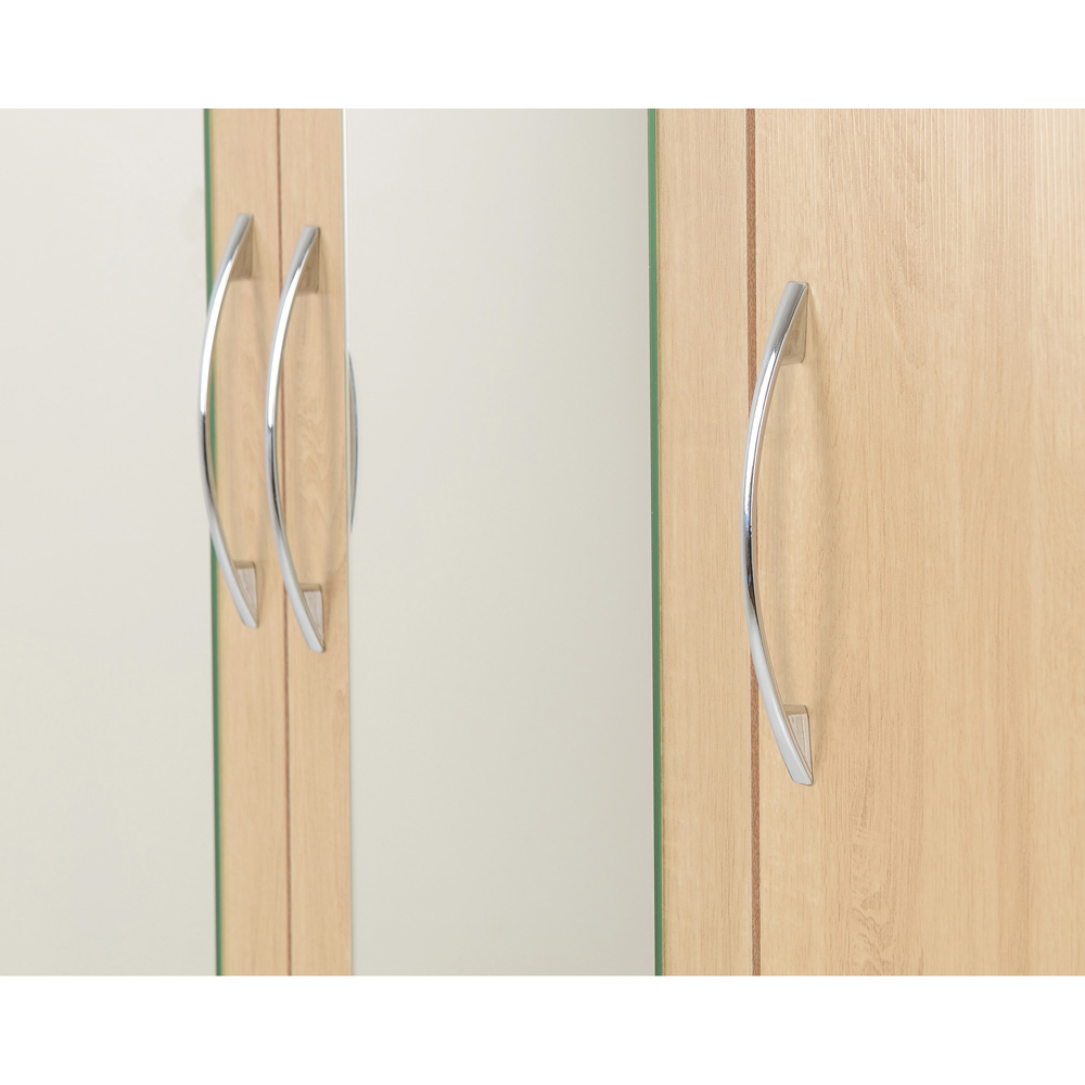 Seconique Nevada 3 Door 2 Drawer Sonoma Oak Effect Mirror Wardrobe Image 6