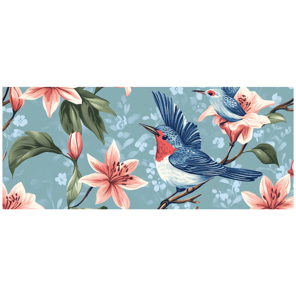 Warren Reed Designer Birds on a Branch Amongst The Lillies Glass Bathroom Splashback 25 x 60cm Image 2