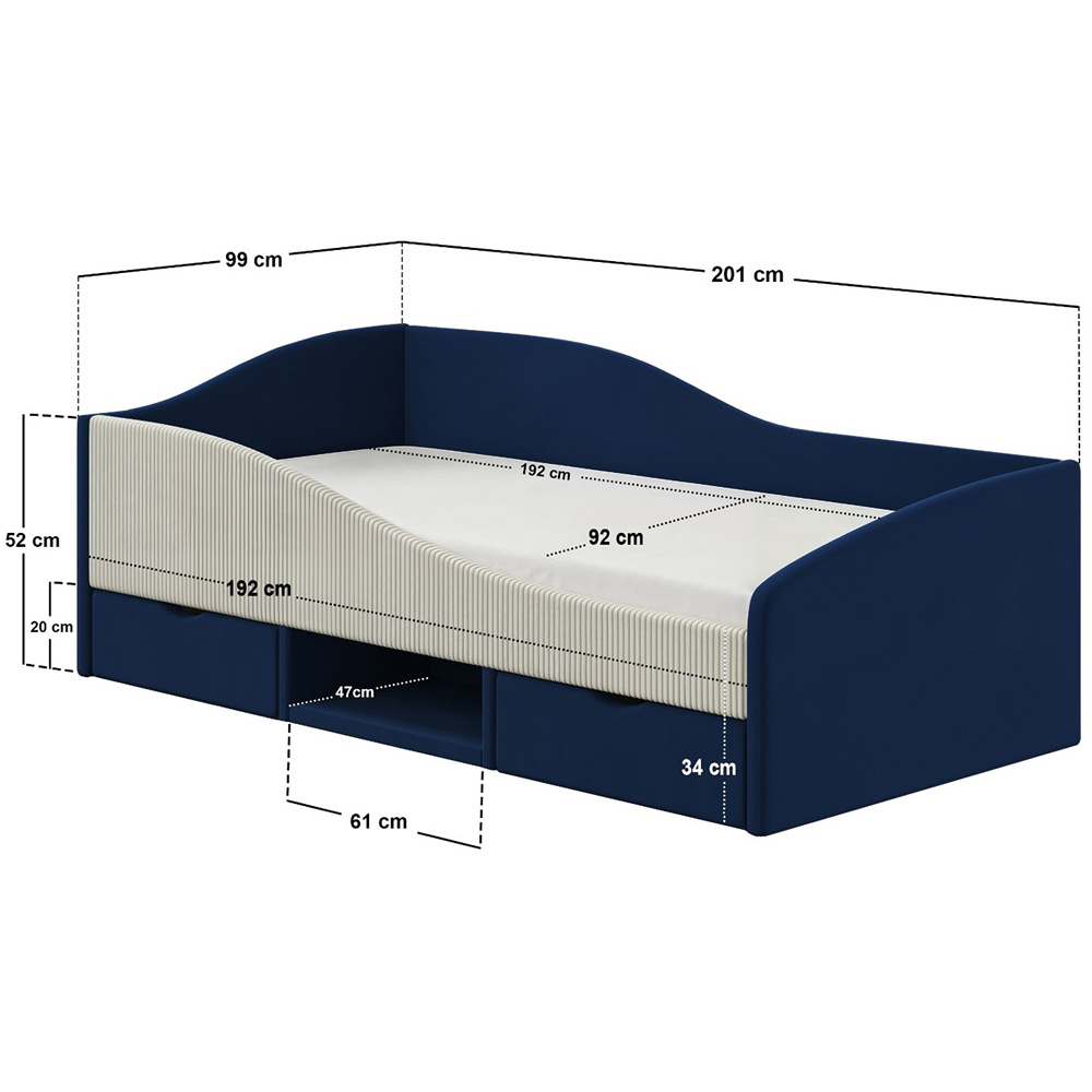 Flair Aubrey Blue Velvet Storage Low Sleeper Bed with Beige Cord Image 8