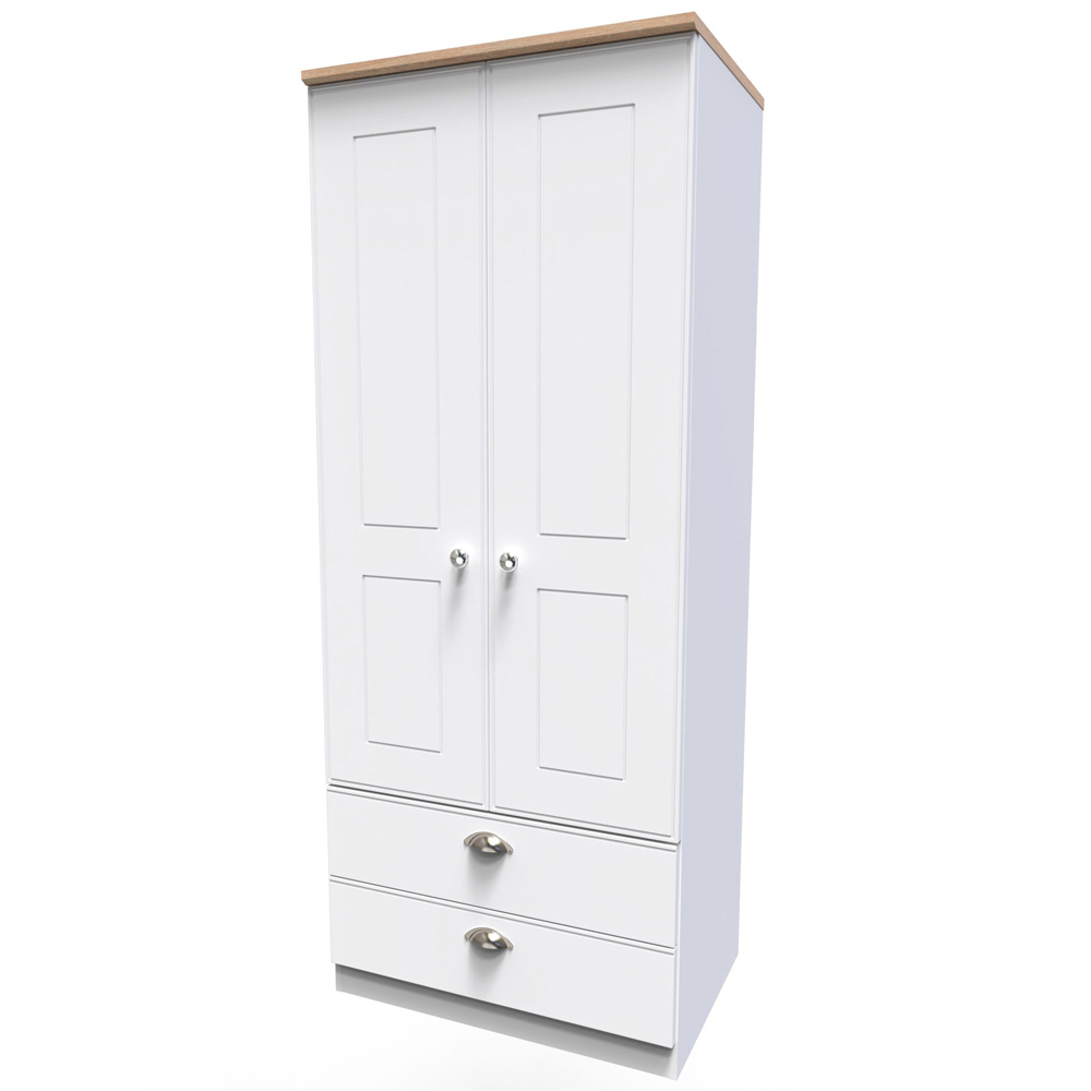 Crowndale Victoria 2 Door 2 Drawer White Ash and Oak Wardrobe Image 4